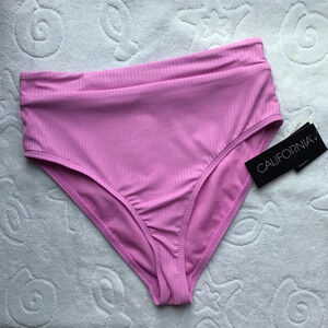 California Waves Orchid Ribbed Softband High Waist Bikini Bottom - Size Small